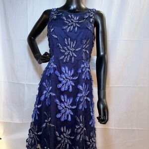Adrianna Papell Midnight Blue Floral Midi Dress